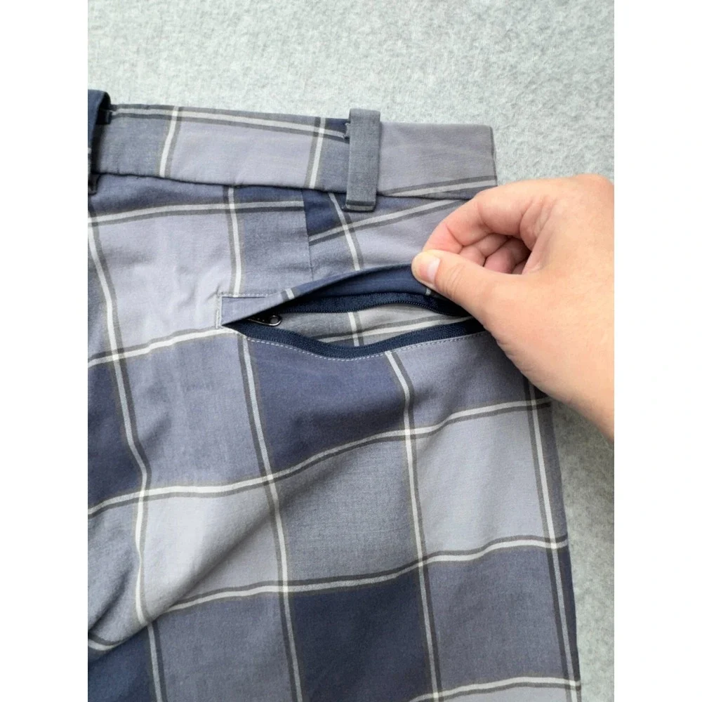 Lululemon Mens Plaid Performance Shorts *30 Navy Gray Windowpane Casual Outdoors